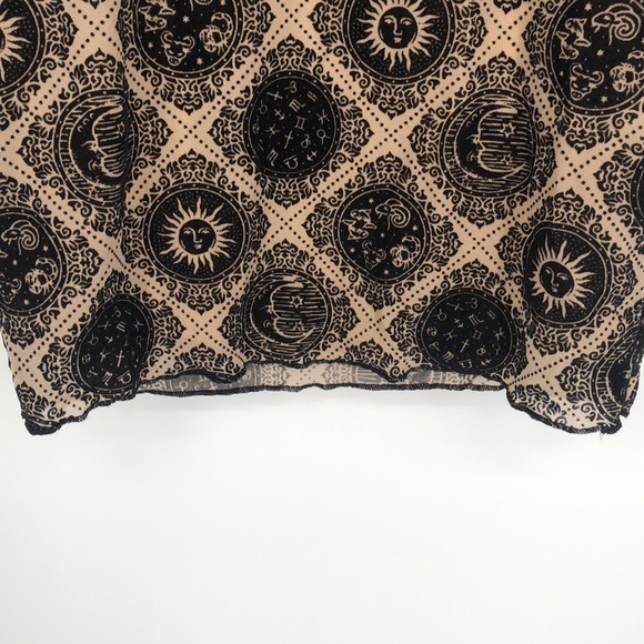 Motel Rocks Wyanna  Mini Dress Taupe net with black sign flock-Small-NWT - Picture 11 of 11